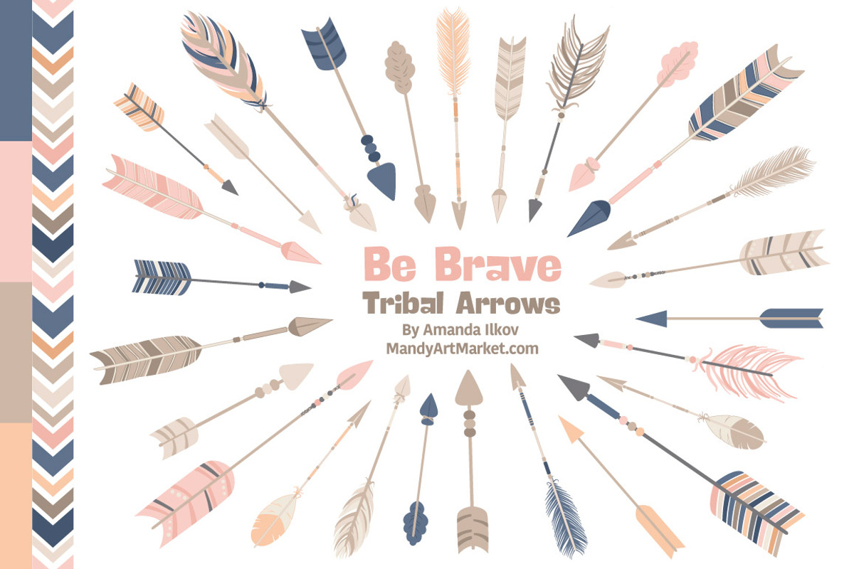 Navy & Pink Tribal Arrows Clipart, an Illustration by Amanda Ilkov (Photo 1 of 4)