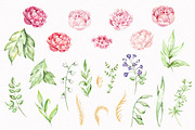 Pink Floral Watercolor Elements, a Decorative Illustration by STASIstudio (Thumbnail 2 of 3)