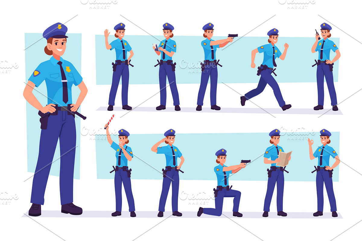 Police officer. Professional woman, a Person Illustration by Onyx