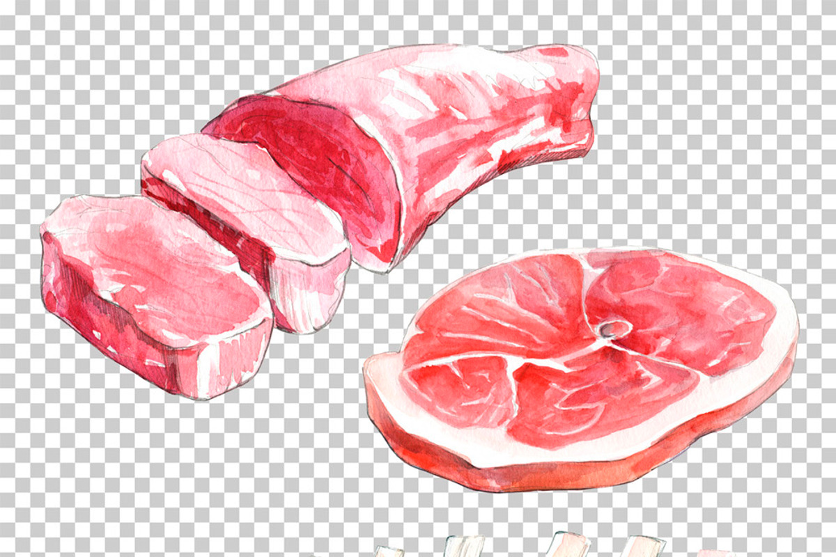 Raw Meat Watercolor set, a Food Illustration by wedraw (Photo 2 of 8)
