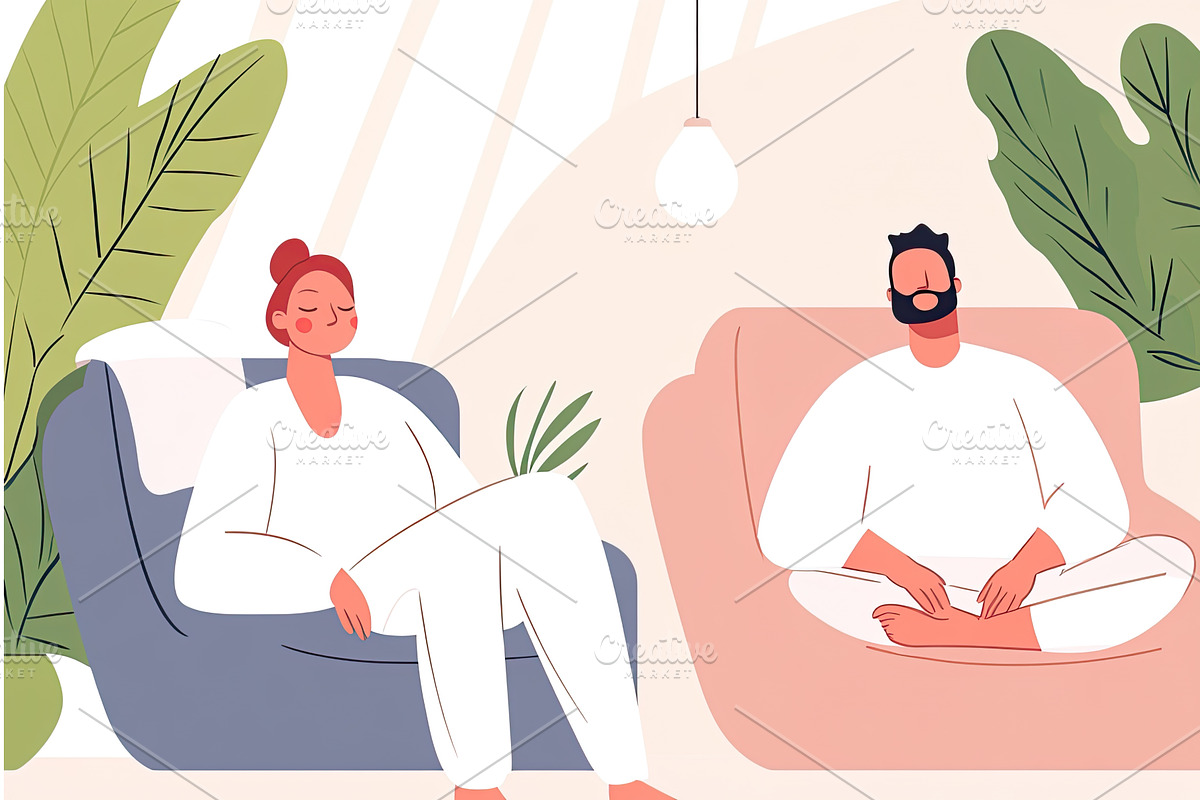 People unwind in a serene cabin, a Technology Illustration by Lermont51