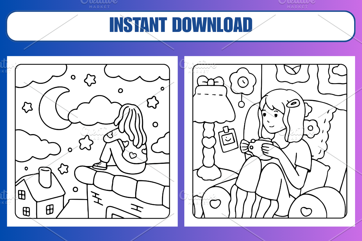 Girl Spaces Coloring Pages, a Decorative Illustration by Design Haven (Photo 3 of 4)