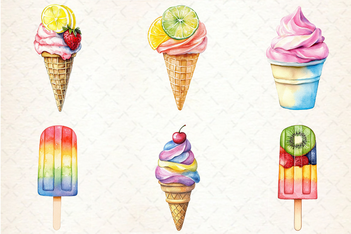 Colorful Summer Ice Cream Clipart, an Illustration by Rose Art (Photo 2 of 4)
