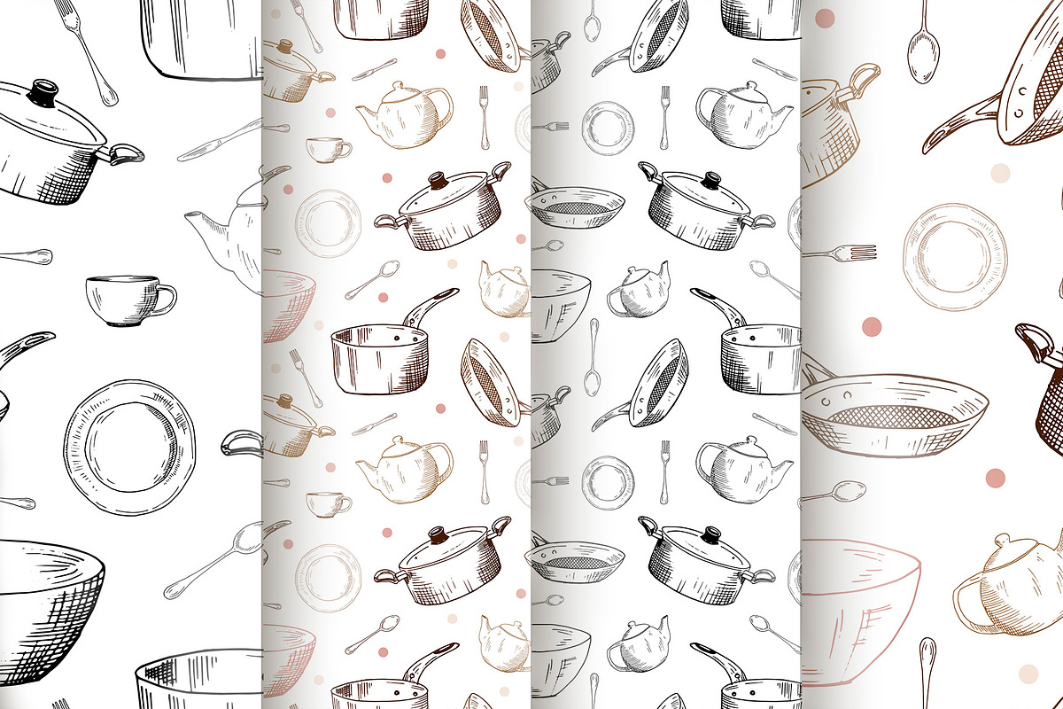 Kitchenware. Vector sketches., an Object Graphic by Canatic (Photo 6 of 10)
