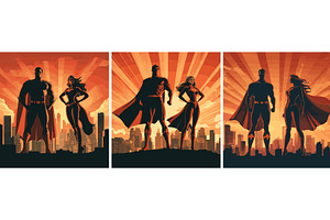 Superhero woman and man cartoon, an Illustration by Onyx