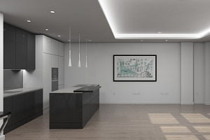 3D Living Room Kitchen Interior, an Architecture 3D Model by Giimann