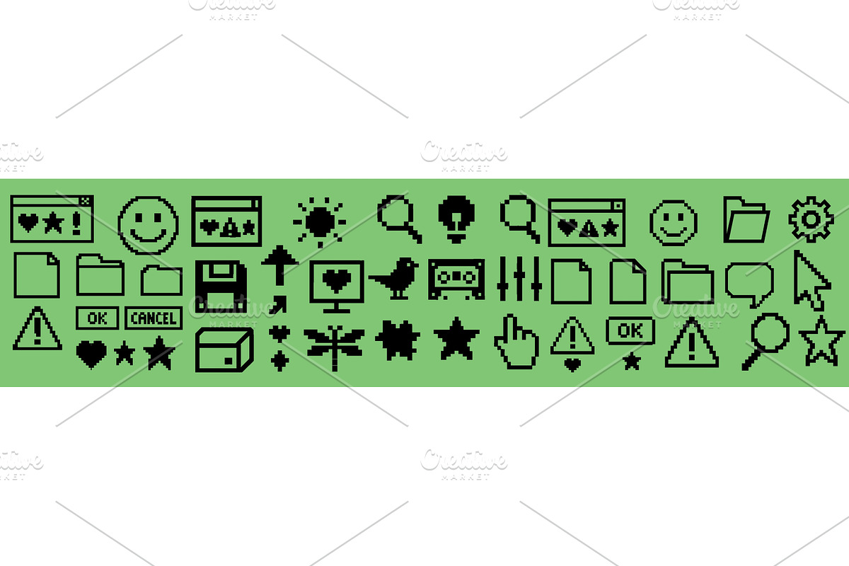 Retro pixel art user interface icons, a Technology Illustration by ZinetroN