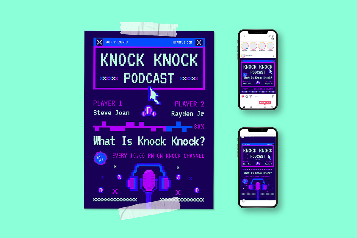 Pixel Blue Podcast Flyer, a Flyer Template by herutage (Photo 1 of 4)