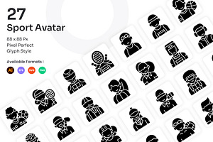 Sport Avatar Icons Set - Glyph, a Solid Icon by Kmg Design