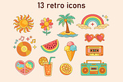 Groovy Summer Icon Pack, an Illustration by JulyGart (Thumbnail 2 of 5)