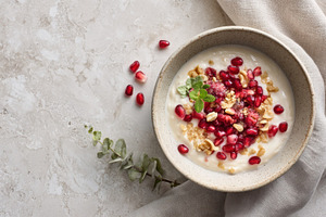 Yogurt bowl with fruit and nuts, a Photo by Beautiful things