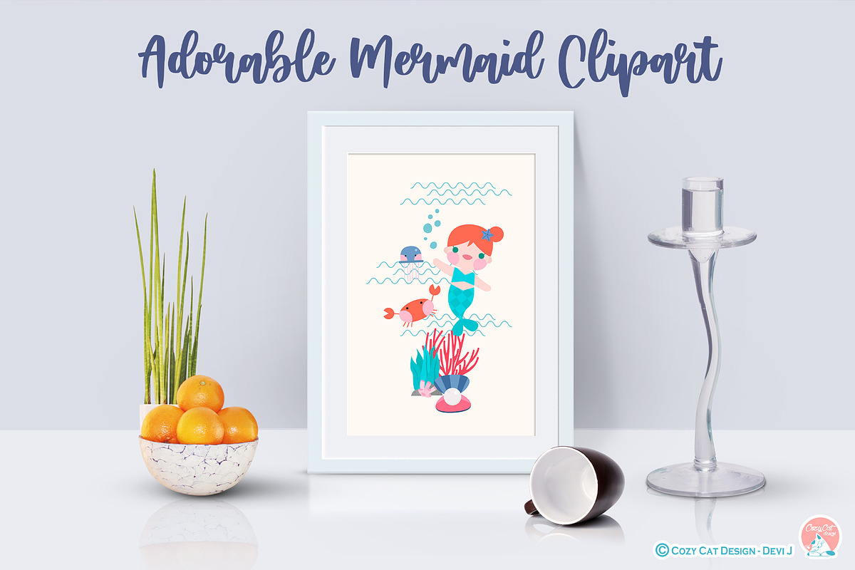 Adorale Mermaid Clipart, an Object Graphic by Cozy Cat Design (Photo 3 of 3)