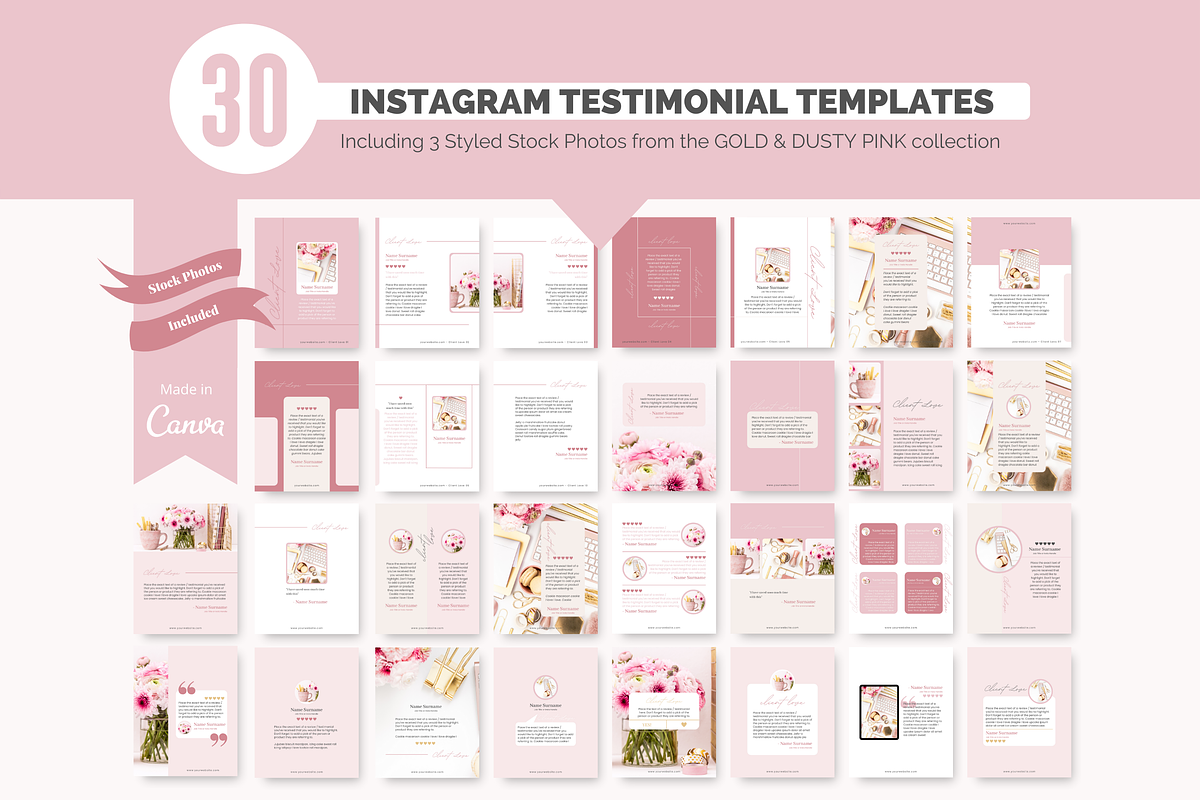 30 Instagram Post Templates, a Social Media Template by With Love Monique (Photo 2 of 9)
