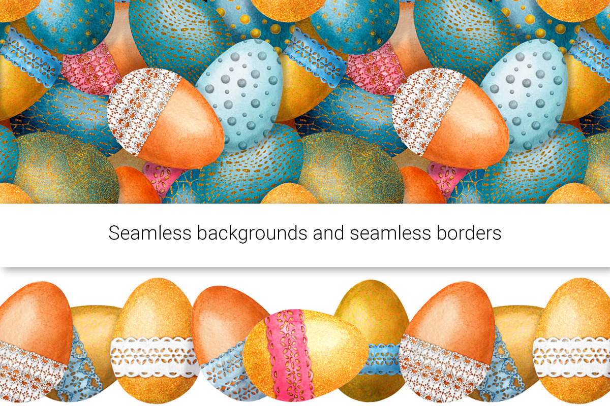 Easter watercolor set, colored eggs, an Illustration by Artmanata (Photo 5 of 14)
