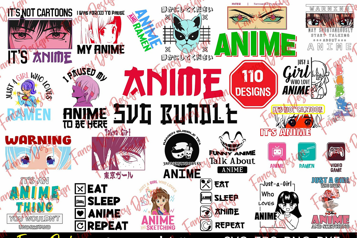 110 Anime SVG Bundle, Anime Quotes, an Object Illustration by FancyDesignStudio (Photo 1 of 4)