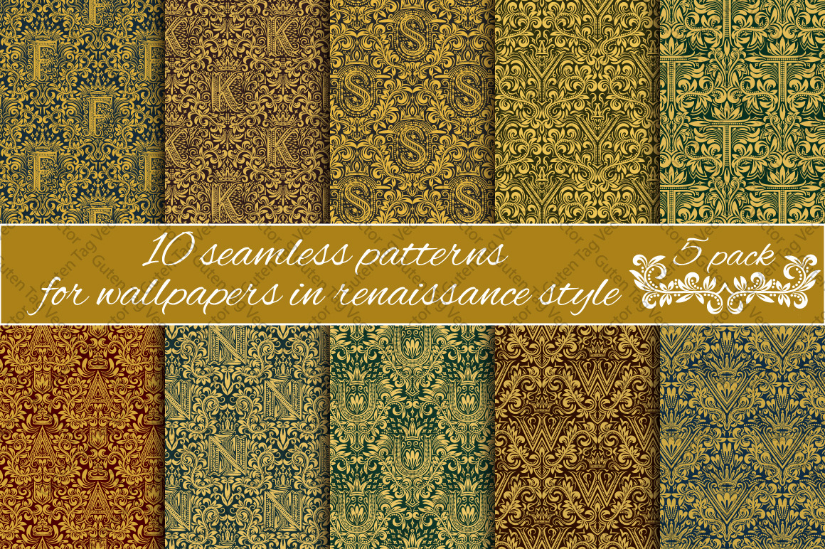 Renaissance seamless patterns Pack 5, a Pattern Graphic by Guten Tag Vector