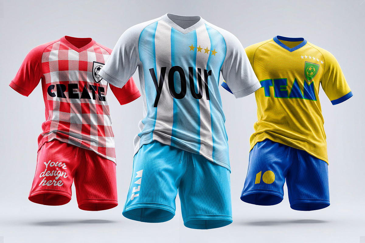 Flying Uniform Mockup Jersey Shorts, a Shirt Mockup by LESZ Design (Photo 1 of 4)