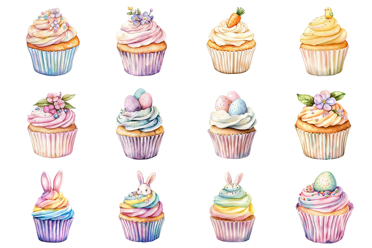 Easter Cupcakes Clipart, an Illustration by Design Market (Photo 3 of 5)