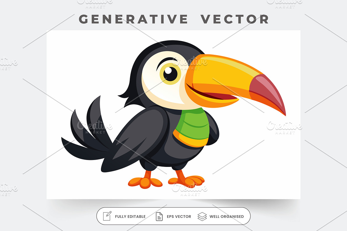 A joyful toucan with a vibrant beak, a Graphic by Iftikhar Alam