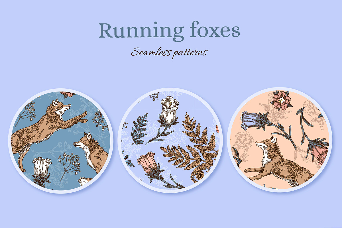 Running foxes. Set seamless pattern., a Pattern Graphic by Kseniakrop (Photo 1 of 6)