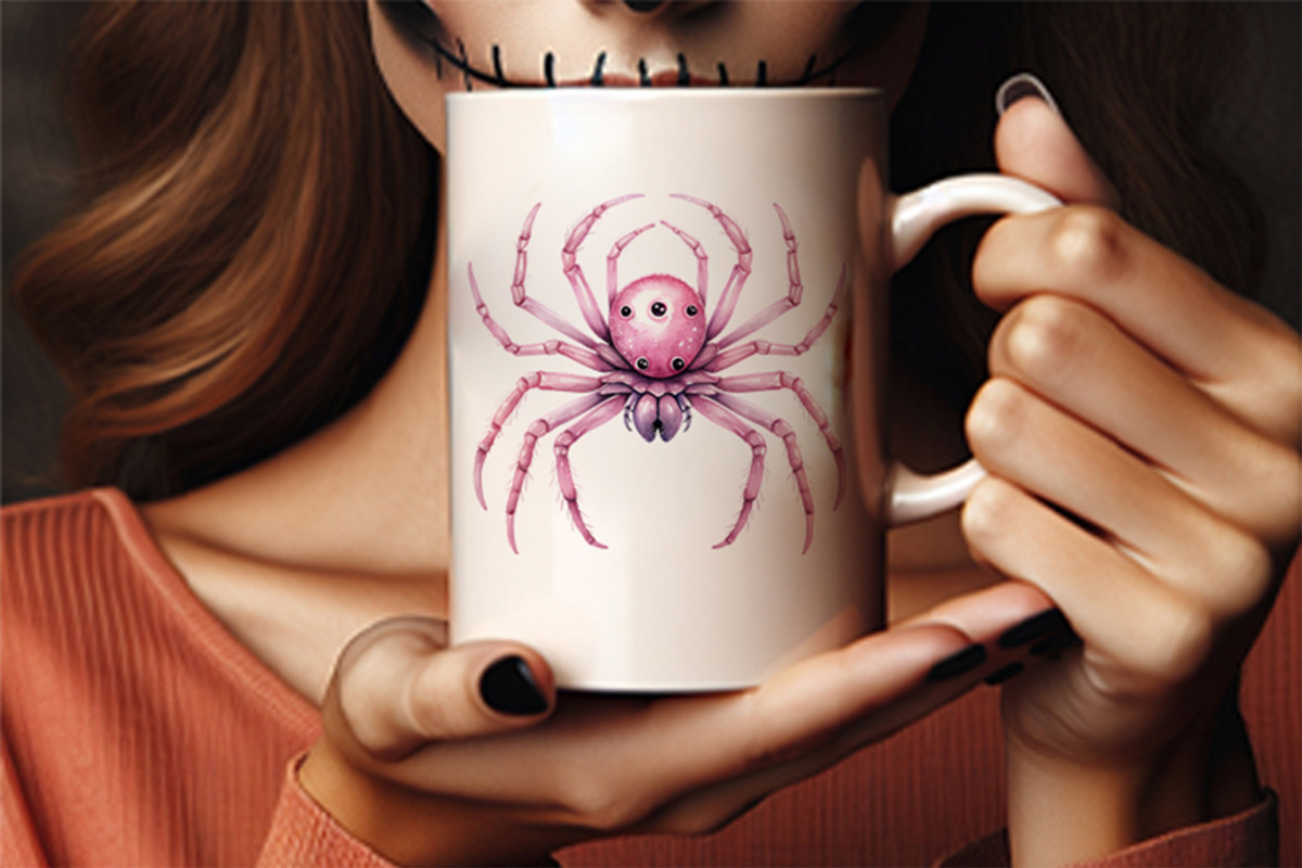 Halloween Watercolor Pink Spider PNG, a Seasonal Illustration by Creative Arslan (Photo 4 of 9)