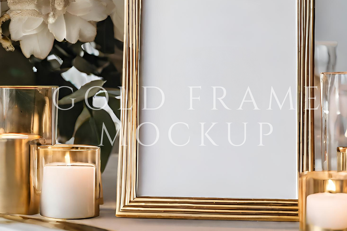 Gold Frame Wedding Sign Mockup, a Merchandise Mockup by Summit Avenue (Photo 2 of 5)