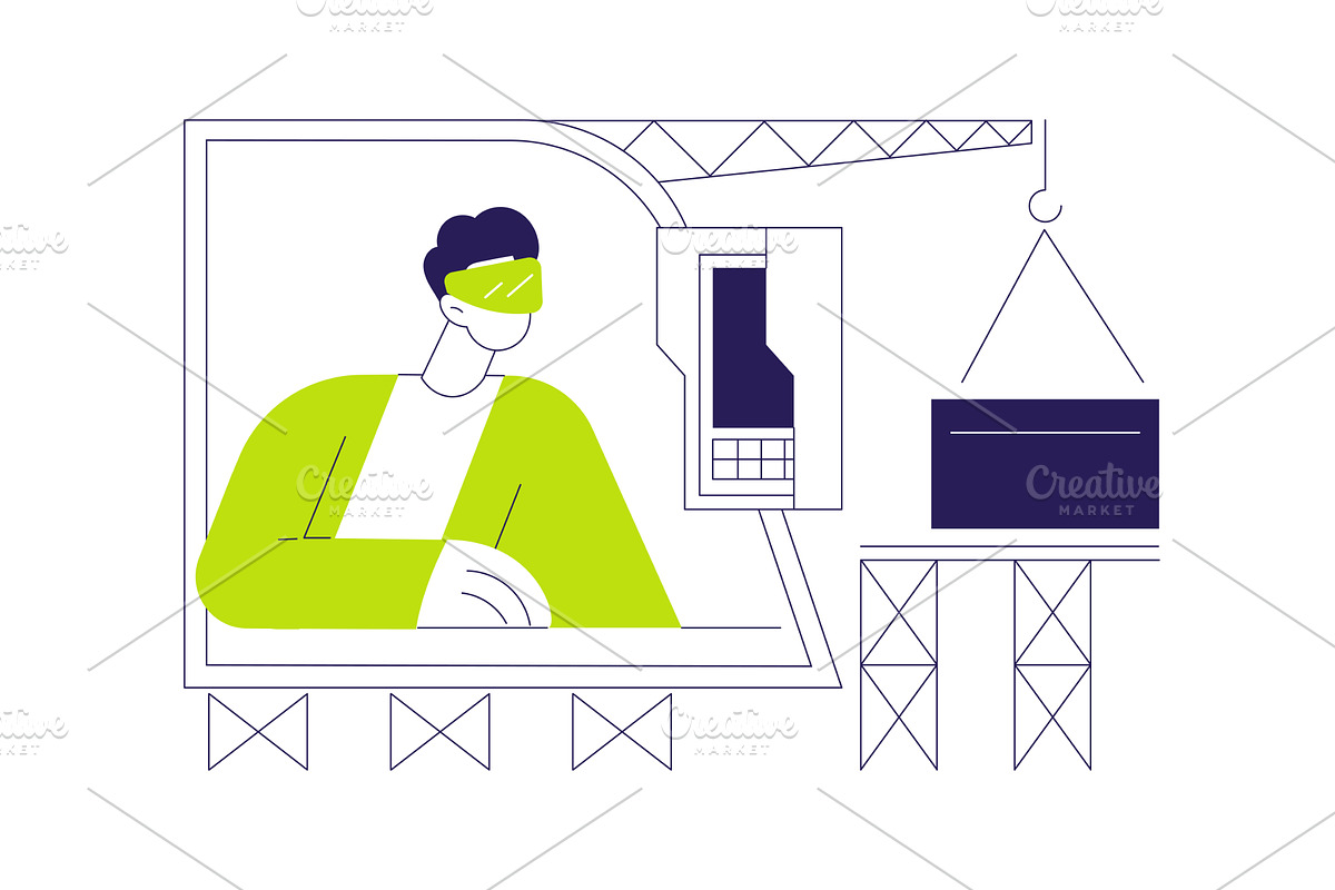 VR in construction isolated cartoon, a Technology Illustration by Visual Generation
