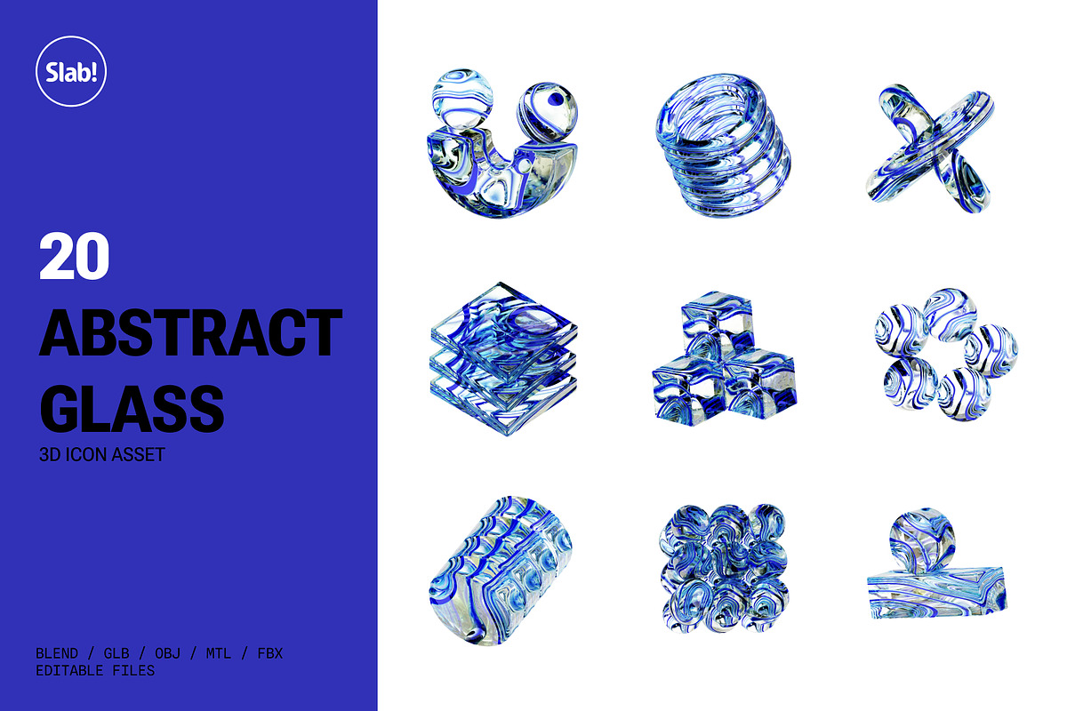 Abstract Glass Shapes 3D Icon Set, an Object 3D Model by SLAB! Design (Photo 1 of 4)