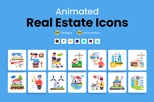 Animated Real Estate Icons, a Duotone Icon by Prosymbols
