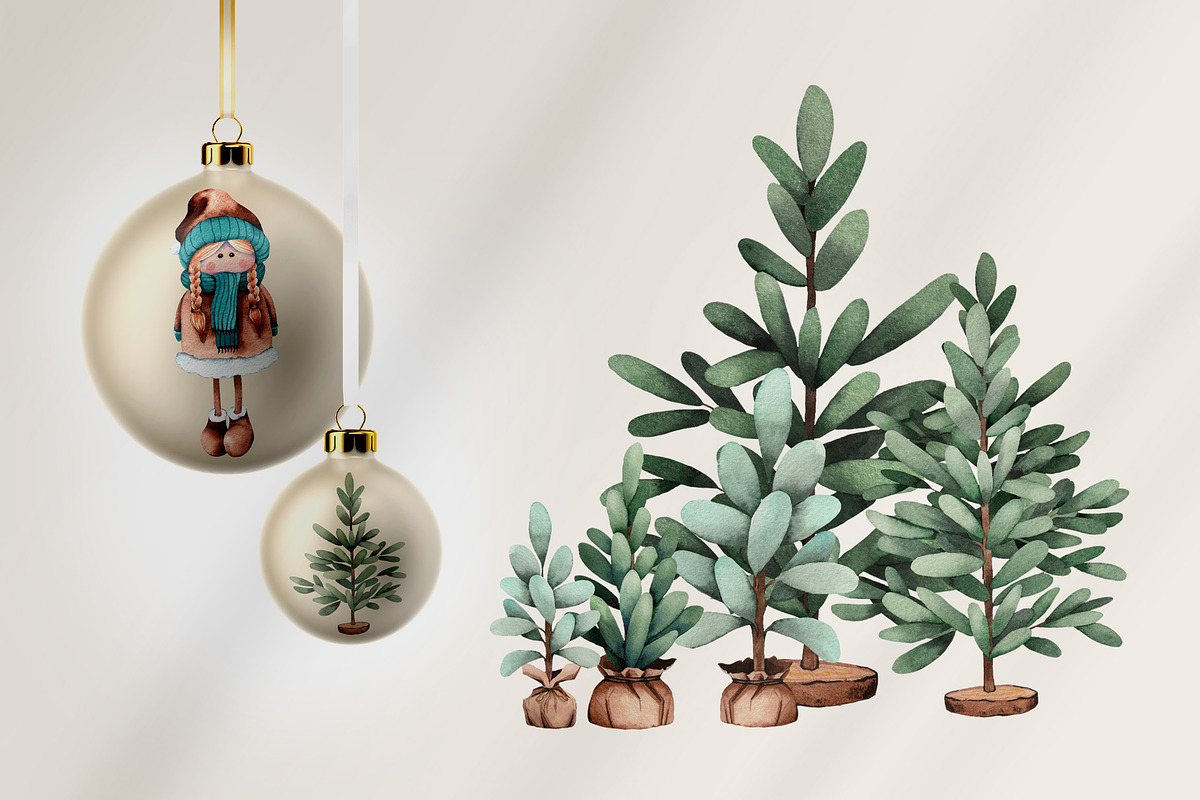 Christmas Snowmen Cartoons & Trees, an Animal Illustration by Jeanna Draw (Photo 11 of 13)