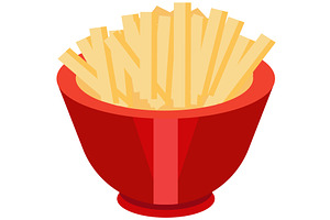 French fries in bowl vector isolated, a Food Illustration by vectorpointstudio