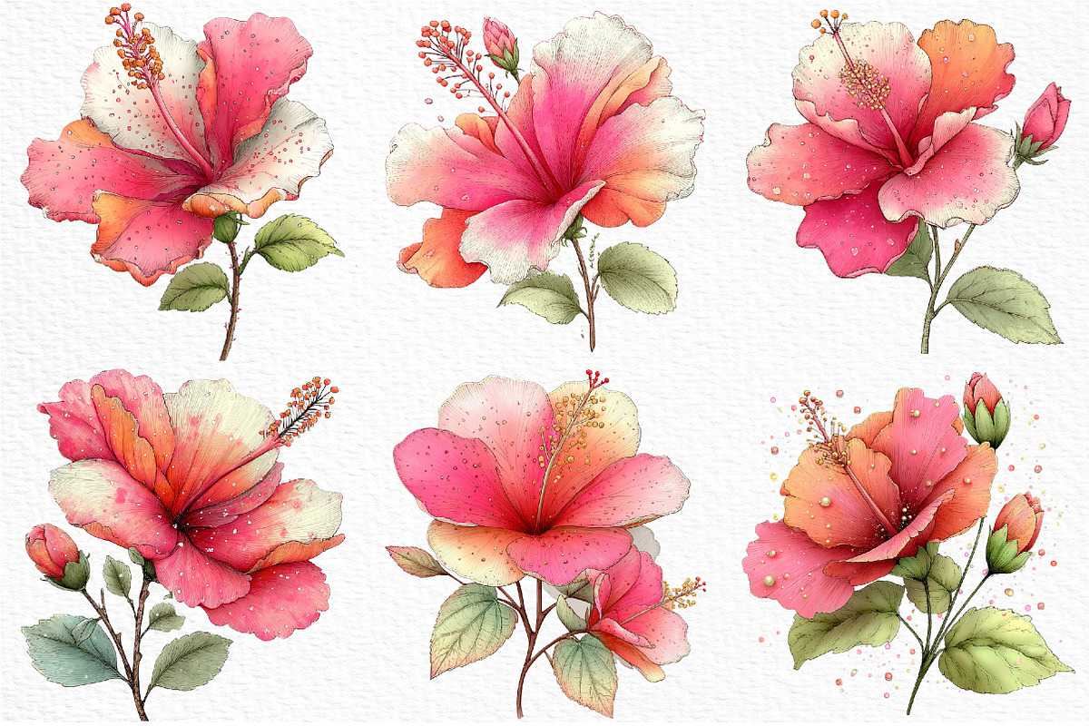 Whimsical Spring Hibiscus Flowers, an Illustration by Craft Nest (Photo 3 of 11)