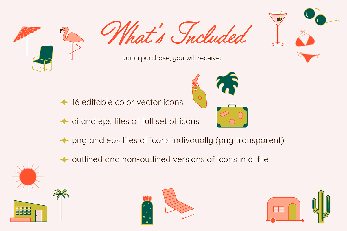 Retro Palm Springs Summer Icon Set, a Seasonal Illustration by Meg Tay Creative (Photo 2 of 2)