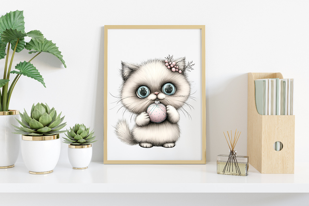 Whimsical Christmas Cute Cat Clipart, an Illustration by Canvas Craft (Photo 7 of 7)