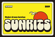 Sunkits Modern Groovy Typeface, a Sans Serif Font by Aiyari (Thumbnail 1 of 11)