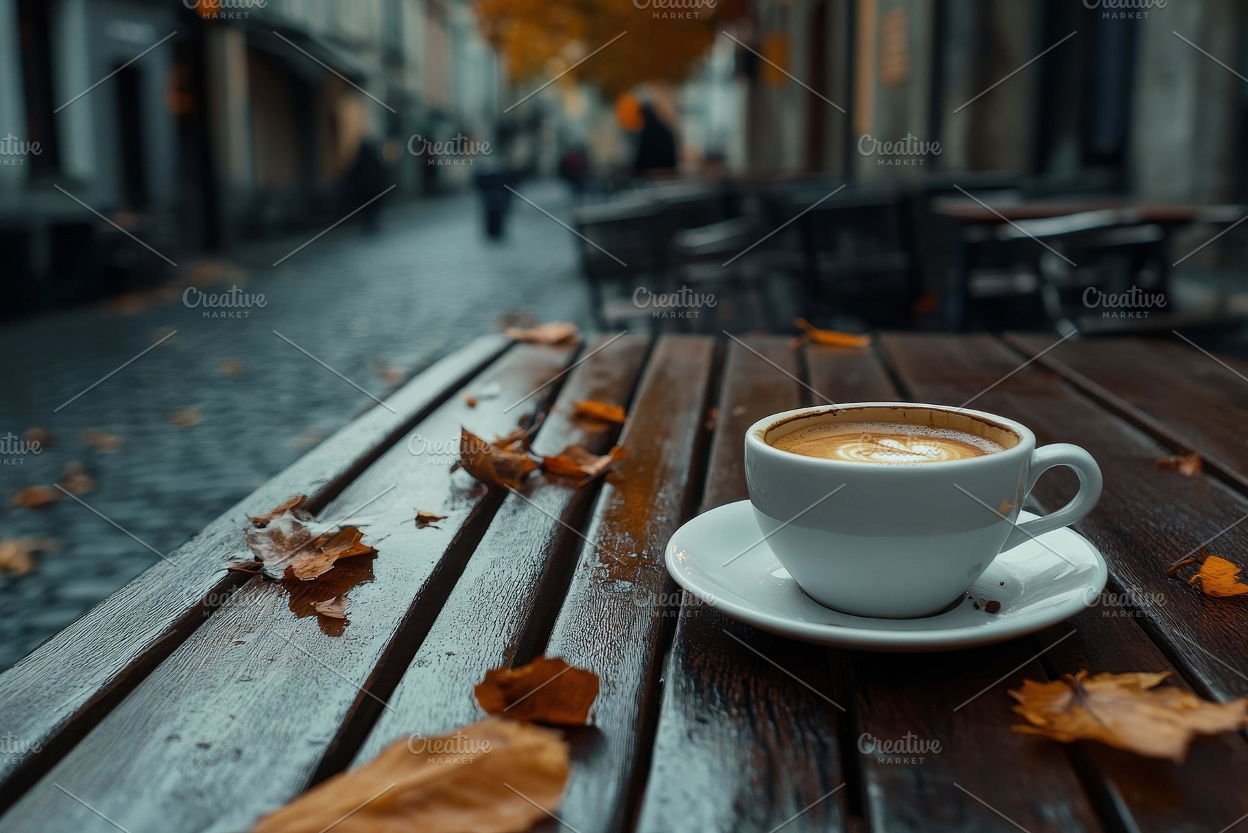 Cozy coffee moment on a quiet cobble, a Photo by Tanuart