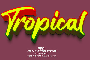 Tropical Fruits PSD 3d Editable Text