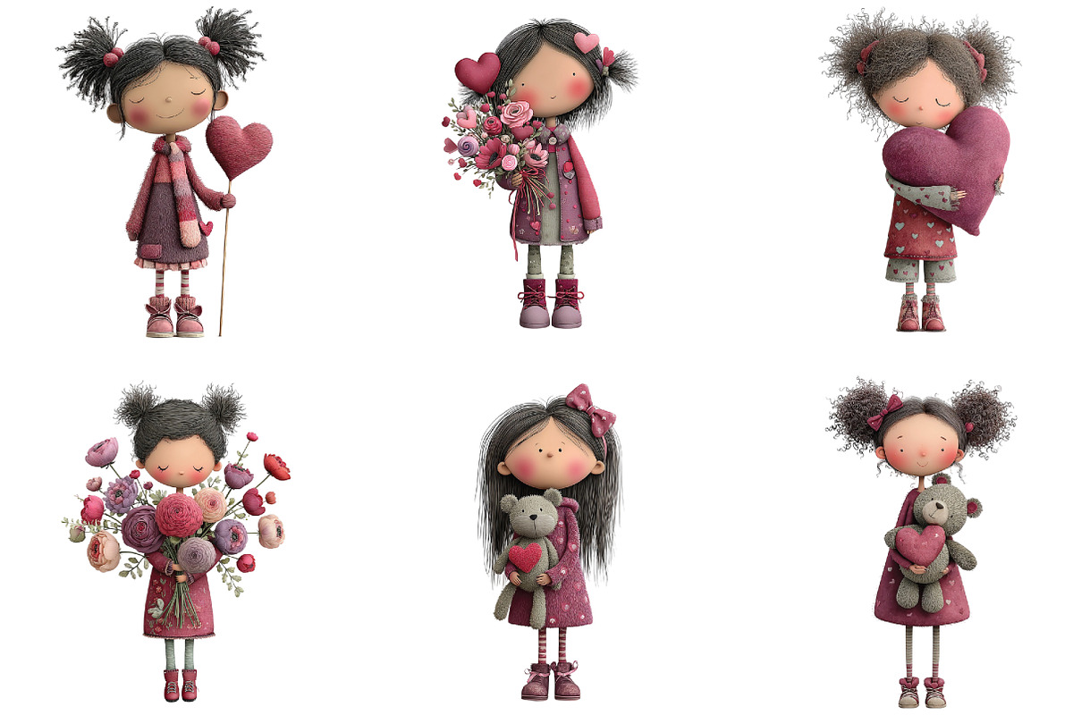 Quirky Valentine Day Girl Clipart, an Illustration by CraftArtStudio (Photo 4 of 6)