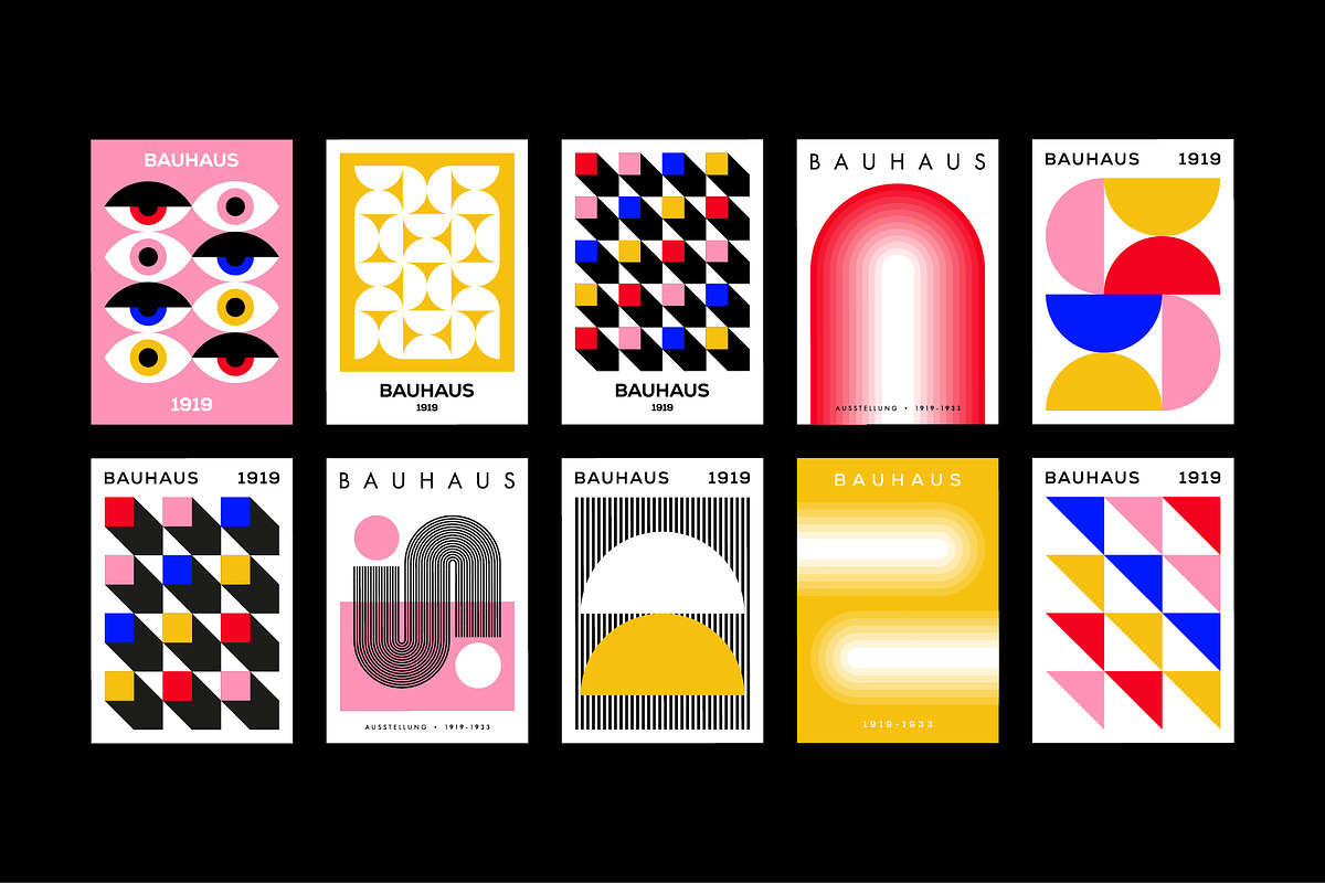 40 Bauhaus Posters Vector Set, a Poster Template by PixelMind (Photo 6 of 8)