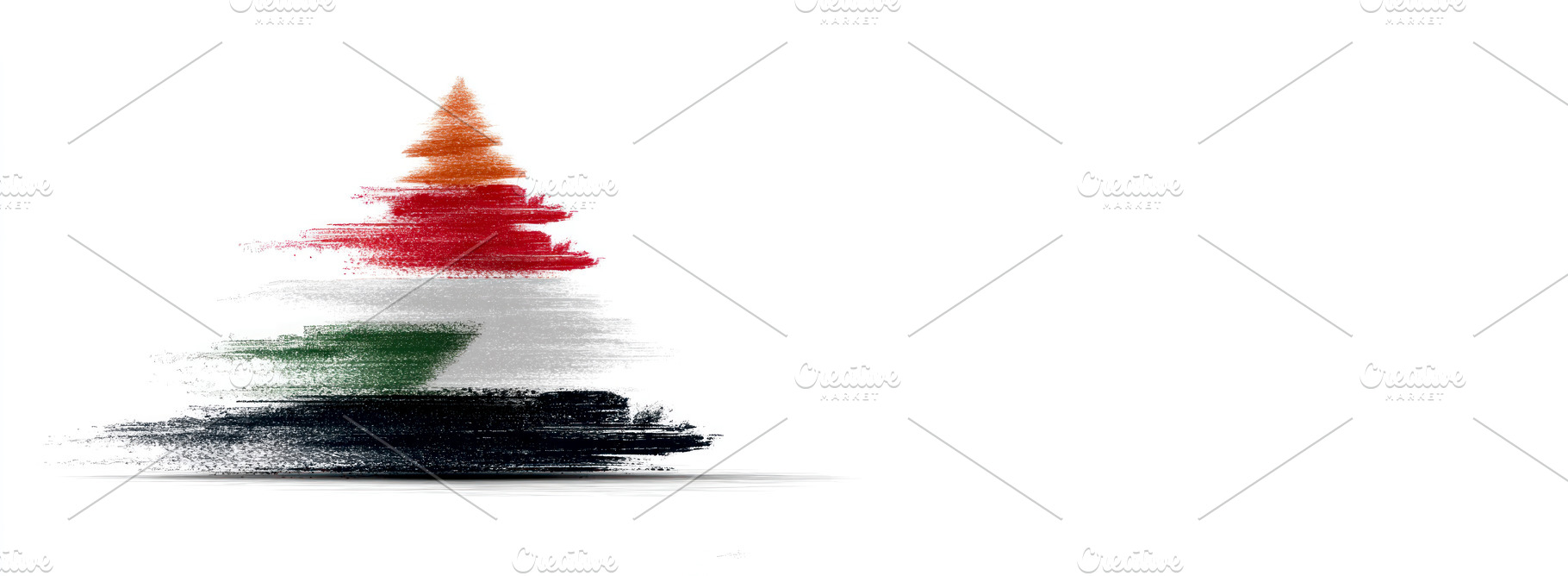 Minimalist abstract tree illustration with orange red white gree, an Abstract Photo by José Manuel Gelpi