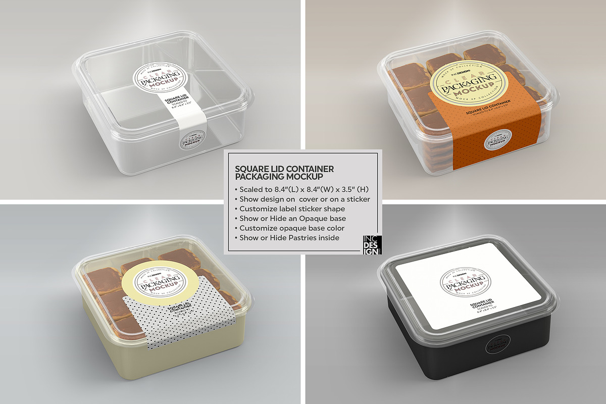 Clear Square Lid Container Mockup, a Cups & Container Mockup by INCDesign (Photo 3 of 8)