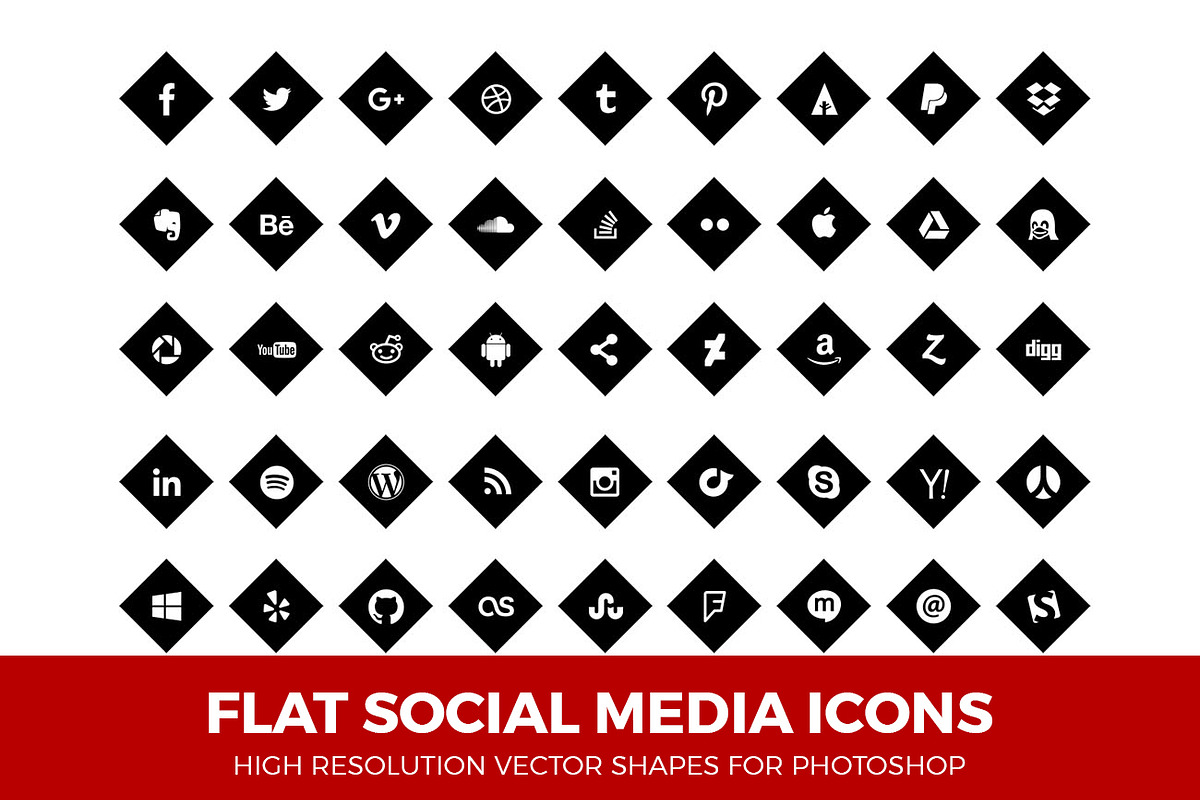 Social Media Icons Diamond Black, an Icon by Design Bits