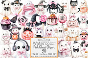 Watercolor Pink Ghost Clipart, a Seasonal Illustration by Design Market (Thumbnail 1 of 4)