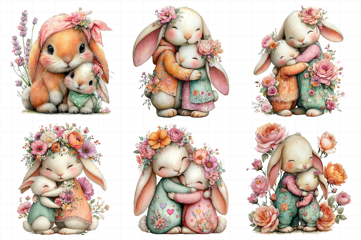 Whimsical Mother's Day Bunny Clipart, an Illustration by Daily.Designs (Photo 3 of 7)