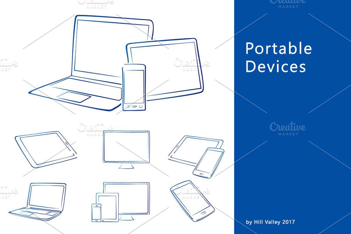 Hand drawn digital devices, a Technology Illustration by DutchDigitalDesign