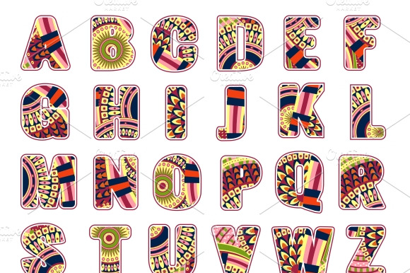 Abc Letters With Ethnic Patterns