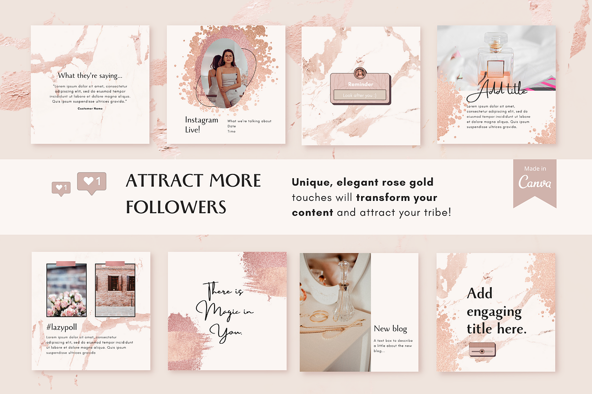 Rose Gold Instagram Canva Templates