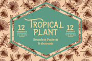 Tropical Plant Pattern & Elements, an Illustration by Dawnside Graphic (Thumbnail 1 of 5)