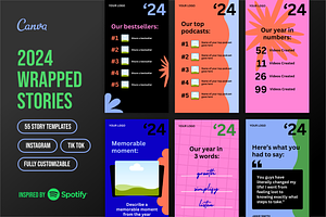 2024 Wrapped Story Templates (Canva), a Social Media Template by Anchor ‹A› Digital Design
