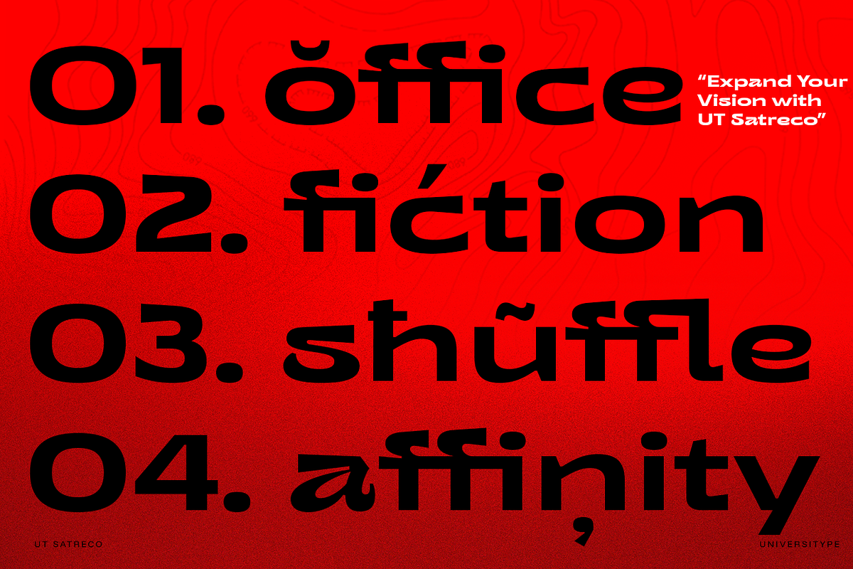 UT Satreco - A Stylish Expanded Sans, a Sans Serif Font by Universitype (Photo 7 of 12)